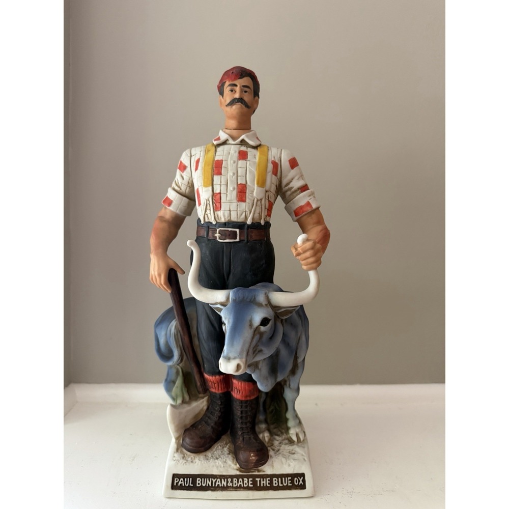 Vintage McCormick Paul Bunyan Babe Blue Ox Whiskey Decanter 13" READ